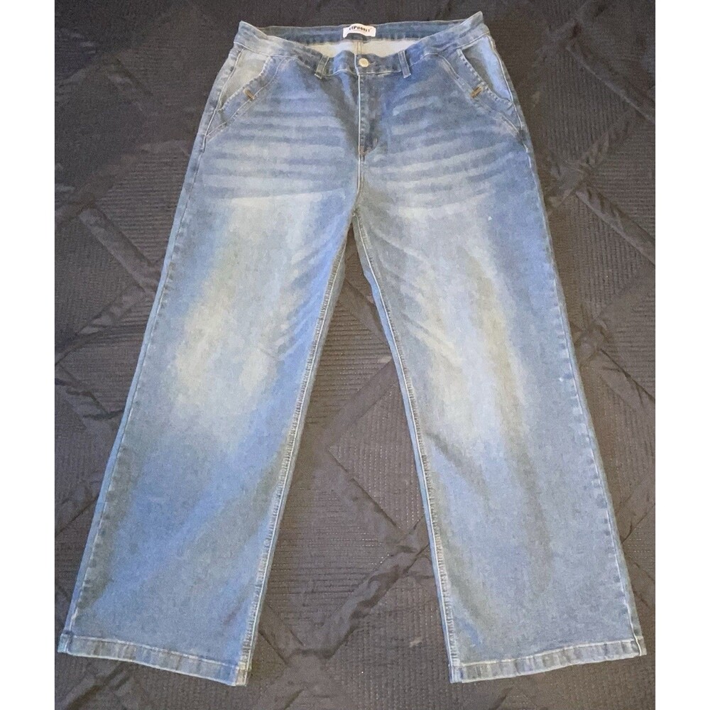 VIP Honey Los Angeles Jeans Wide Leg Lightly Distressed Whiskering Women’s 3X